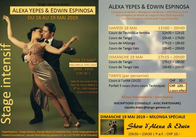 MAI 2019 - STAGE &amp; MILONGA-SHOW AVEC ALEXA &amp; EDWIN