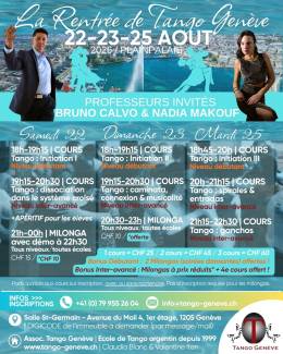 STAGE &amp; MILONGAS DE LA RENTRÉE / 22-23-25 août 2026