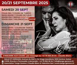 Samedi 20 &amp; Dimanche 21 septembre 2025 / Stage &amp; Milongas avec les Maestros des Maestros