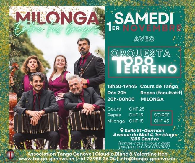 Samedi 1er novembre 2025 / Milonga avec orchestre en Live