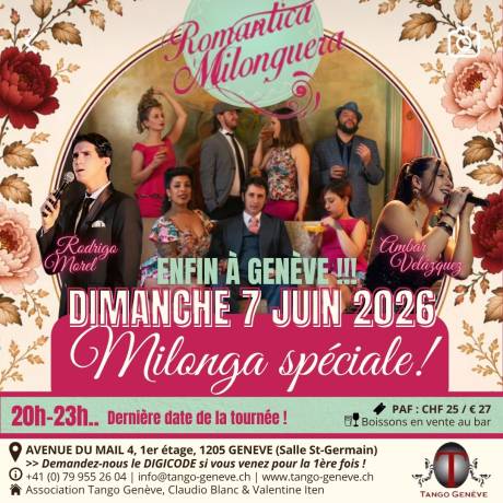 Dimanche 7 juin / Milonga spéciale avec la Romantica Milonguera à Genève