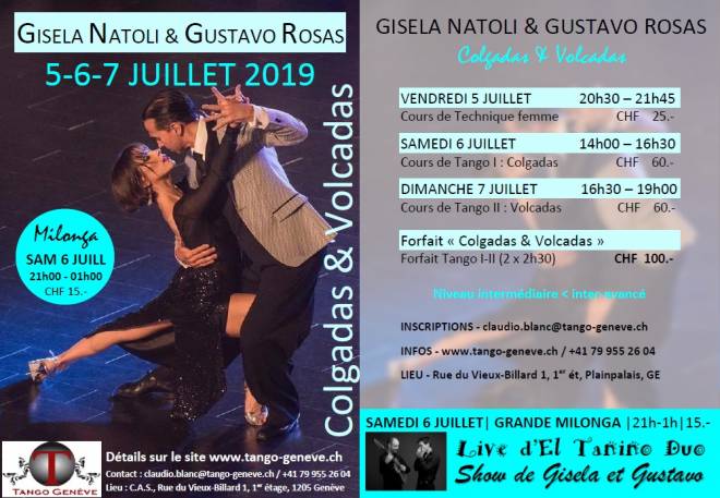 JUILLET 2019 - STAGE &amp; MILONGA-SHOW AVEC GISELA &amp; GUSTAVO
