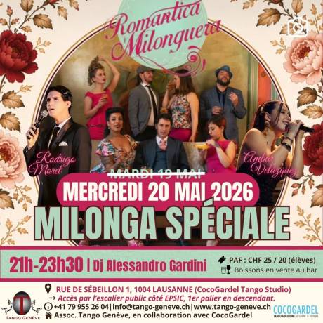 Mercredi 20 mai / Milonga spéciale avec la Romantica Milonguera à Lausanne